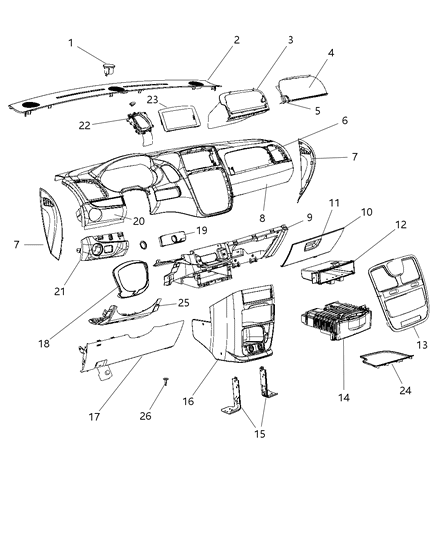 1997 Chrysler Cirrus Latch Glove Box Door Lower Glove Box Diagram for 1JF19BD1AA