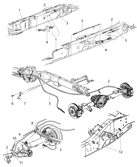 1991 Jeep Cherokee Guide Parking Brake Cable Diagram for 68209466AA