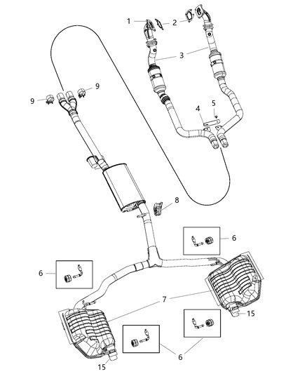 Muffler And Tailpipe Exhaust Diagram for 68227346AC