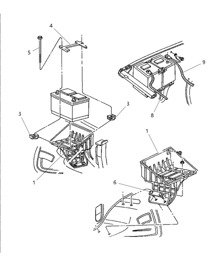 1987 Chrysler LeBaron Tray Battery Diagram for 55275126AD