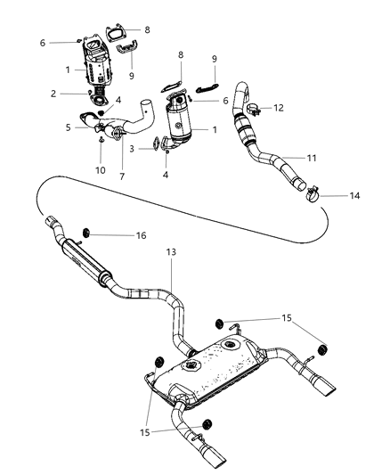 Manifold Exhaust And Catalytic Converter Maniverter Diagram for 68036150AF