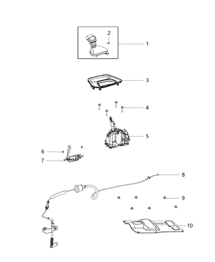 1998 Dodge B1500 Cable Gearshift Control Diagram for 5038759AG