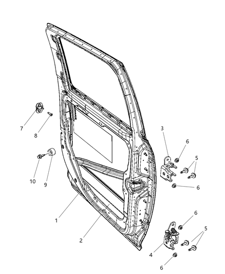 2018 Ram 2500 Door Rear Diagram for 55372019AG