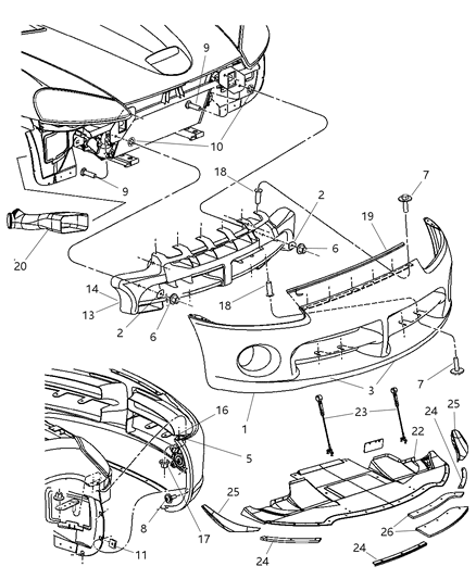 Splitter Kit Front Diagram for 68050001AB