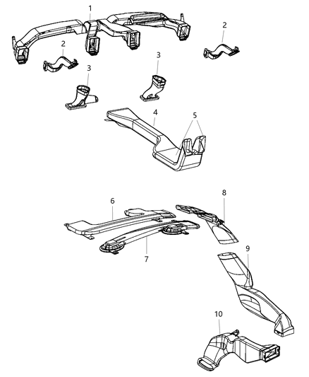 2004 Dodge Caravan Duct Air Outlet Distribution Diagram for 55038066AE