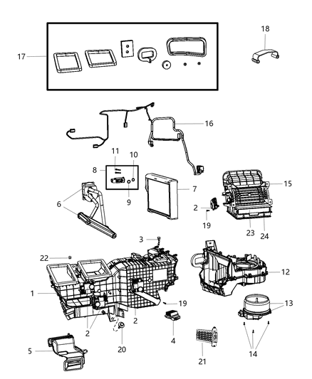 2006 Jeep Liberty Housing Air Inlet Includes: Door, Lever, Screws, Seal Diagram for 68048894AB