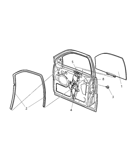 Regulator Front Door Window Diagram for 55363287AA