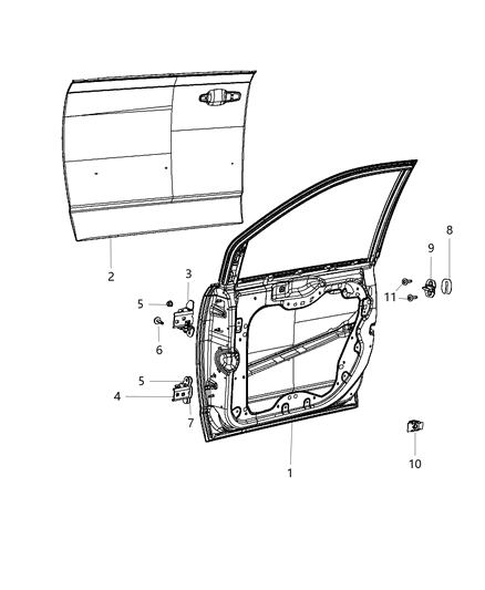 Hinge Front Door Upper Diagram for 68030374AC