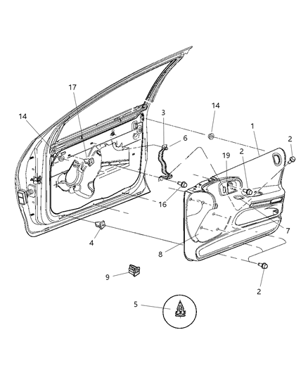 2000 Dodge Ram 3500 Van Retainer, Door Panel Attaching (Green Pull Cup Area) Diagram for 6503204