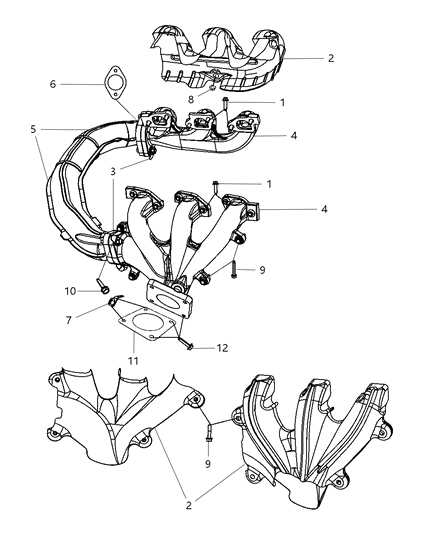 2009 Dodge Grand Caravan Gasket Exhaust Manifold To Front Converter Diagram for 4881012AB