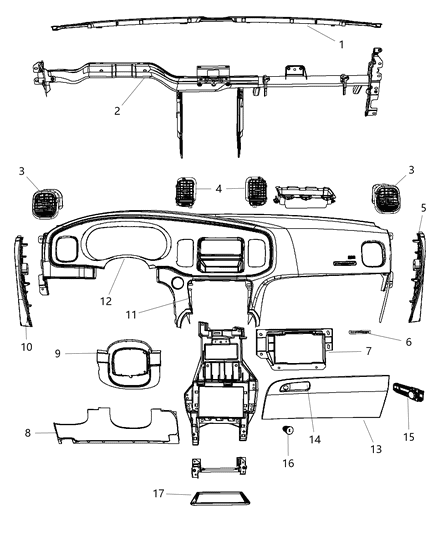 Glove Box Instrument Panel Diagram for 1QF13DX9AE