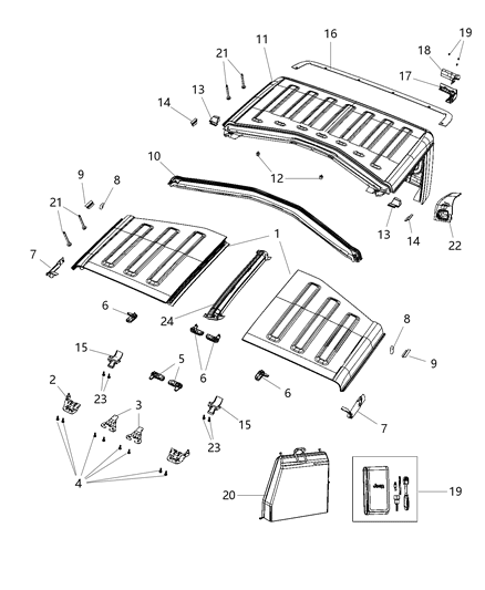 Bracket Latch Diagram for 68290527AA