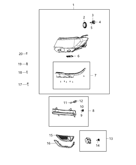 Headlamp Diagram for 55112714AE