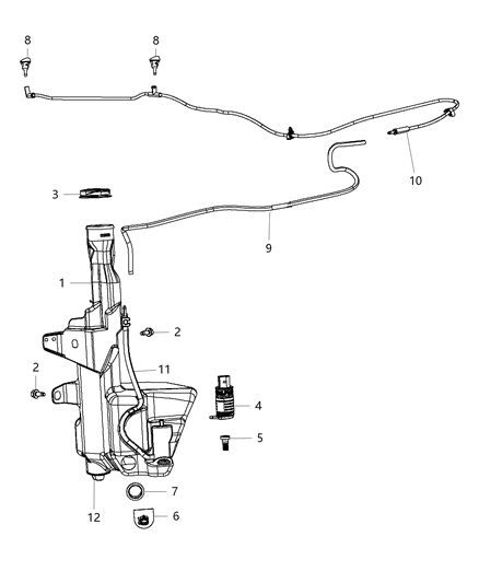 1993 Dodge Stealth Grommet Windshield Washer Pump Diagram for 68225069AA