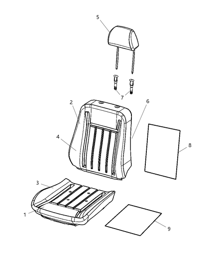 2007 Dodge Durango Cover Front Seat Back Diagram for 1FN531J3AA