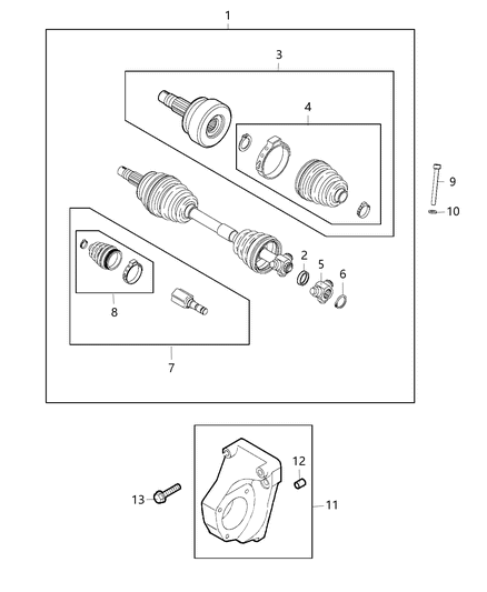 Shaft Kit Stub Shaft Diagram for 68263104AA