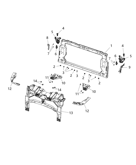 Bracket Kit Radiator Upper Diagram for 68247259AA