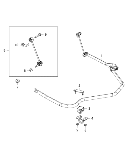 Stabilizer Bar Rear Suspension Diagram for 68160330AA