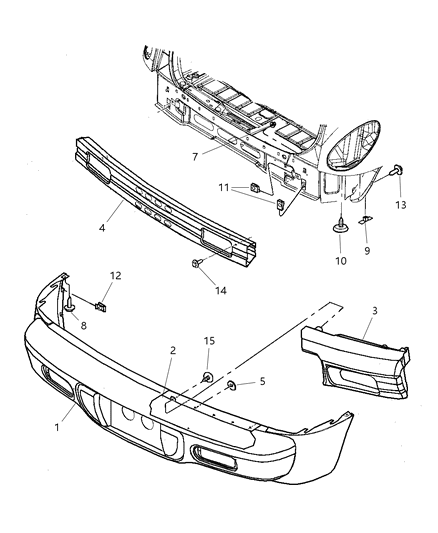 2001 Chrysler PT Cruiser Pad Step Bumper Diagram for 82205445