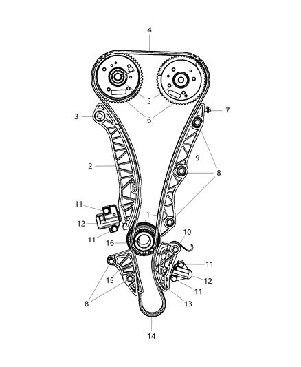 Bolt M6X1.00X25.00 Timing Chain Cover to Cylinder Block Diagram for 6509284AA
