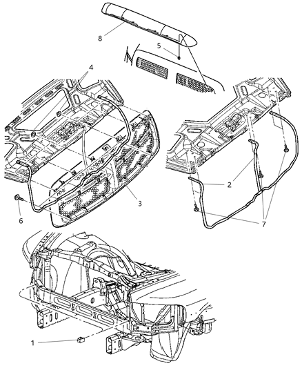 Bumper Grille Diagram for 55077777AC