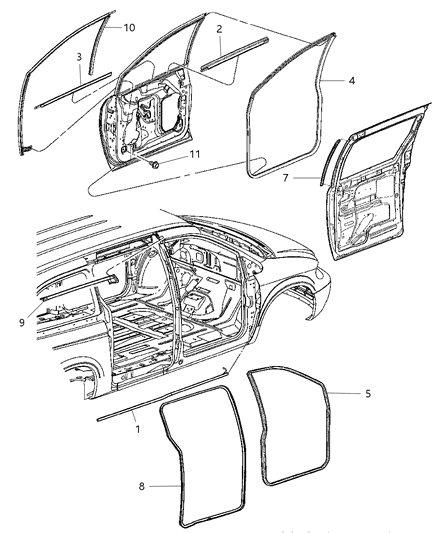 Running Front Door Glass Diagram for 4894125AC
