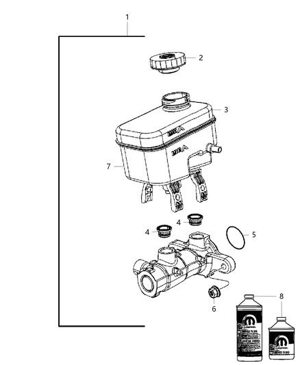 Master Cylinder Brake Diagram for 68385585AB