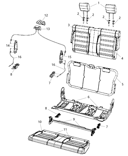 1987 Jeep J20 Cover Rear Seat Back Diagram for 5MG90XR4AA