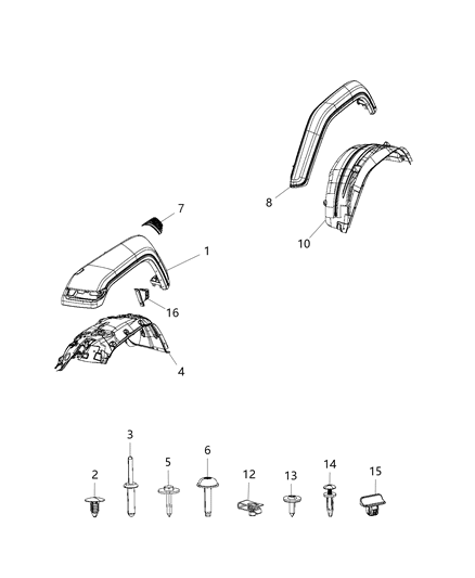 Molding Wheel Opening Flare Rear Diagram for 6CE86TZZAD