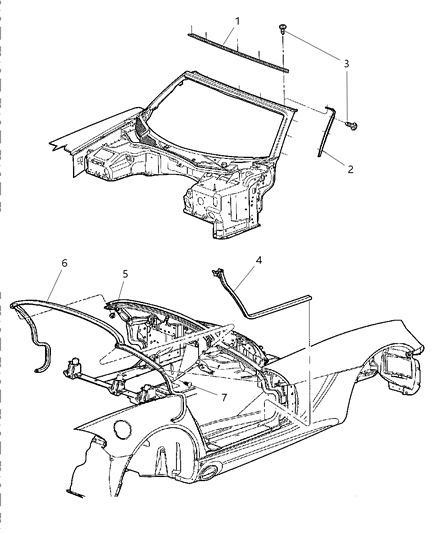 2006 Dodge Viper Retainer Weatherstrip Diagram for 5030177AA