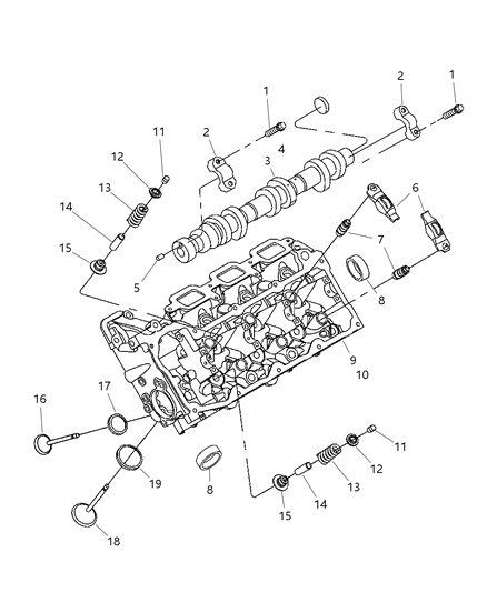 2023 Ram 1500 Classic Rocker Arm Valve 6 Per Cylinder Head Diagram for 53021913AB