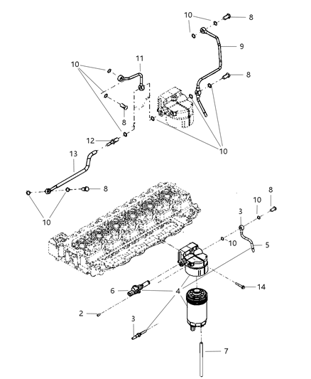 1990 Chrysler Imperial Fuel Line Kit, Fuel Filter Kit, Tube & Quick Disconnect Diagram for 68023974AA
