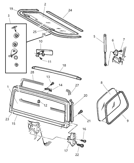 1989 Dodge D150 Weatherseal, Liftgate Diagram for 55175041AF