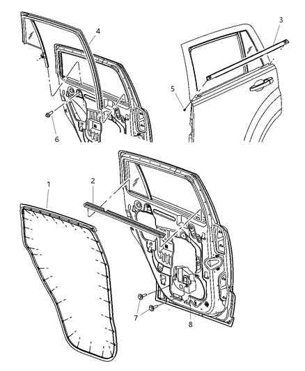 Weatherstrip, Door Belt Outer Rear Door Diagram for 5074652AI