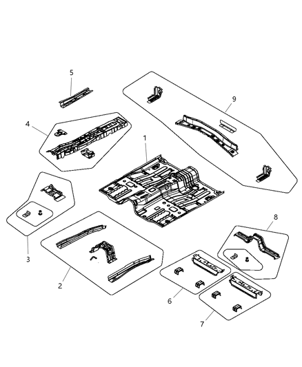 2002 Dodge Grand Caravan Crossmember Front Floor Diagram for 5155114AB