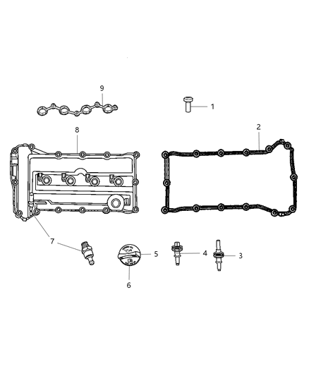 2008 Jeep Compass Cover Cylinder Head Diagram for 4884760AE