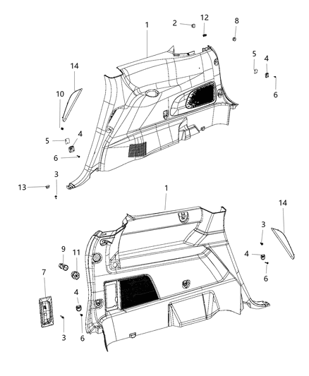 Button Cargo Tie Down Diagram for 68143042AA