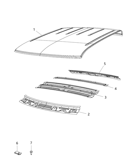 2020 Ram 1500 Panel Roof Without Sunroof Opening Diagram for 68095931AA