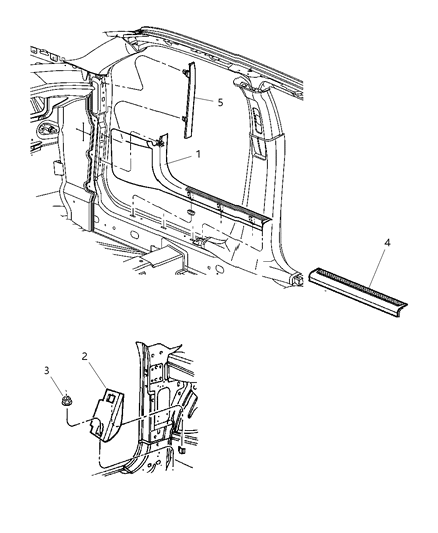 Molding Door Sill Rear Door Diagram for 1KL39DX9AC