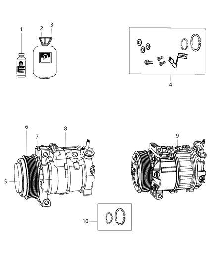 2007 Chrysler Town & Country Pulley Hub Kit A/C Compressor Diagram for 68087443AB