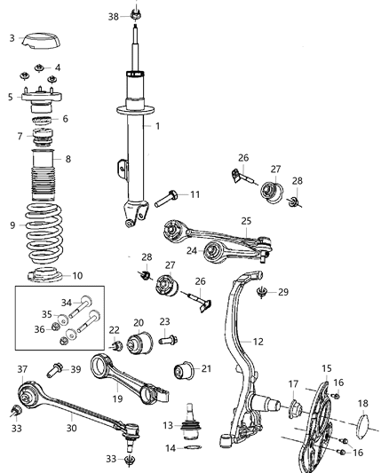 Strut Tension Diagram for 68290901AA