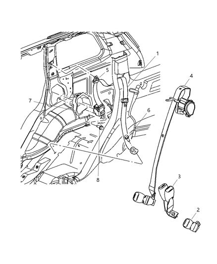 Seat Belt Rear Counter Shoulder Diagram for 5JB571D5AD