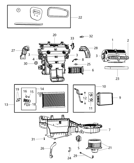 Housing Distribution: Doors, Levers, Links, Adapters Diagram for 68224169AA