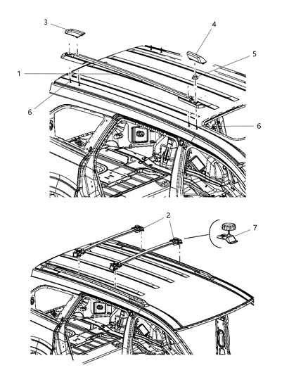 2001 Chrysler Town & Country Rail Luggage Rack Cross Diagram for 5178271AB