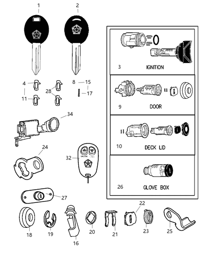 1998 Dodge Grand Caravan Module Immobilizer System Diagram for 4671676AE