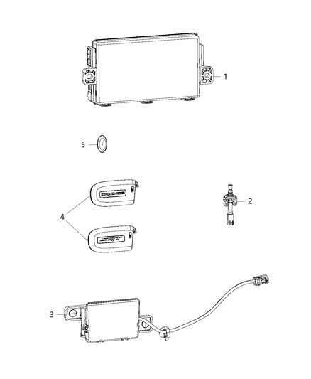 1996 Dodge B1500 Transmitter Integrated Key Fob Diagram for 68234959AA