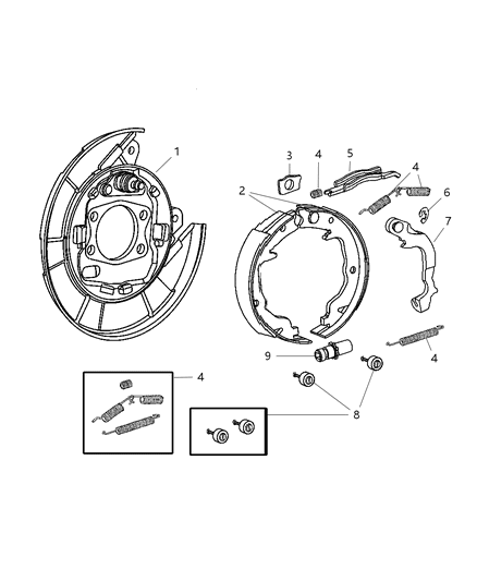 1985 Dodge D250 Spring Kit Brake Shoe Return Diagram for 5191308AA