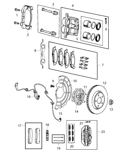 Pad Kit Front Disc Brake Diagram for 68052369AC