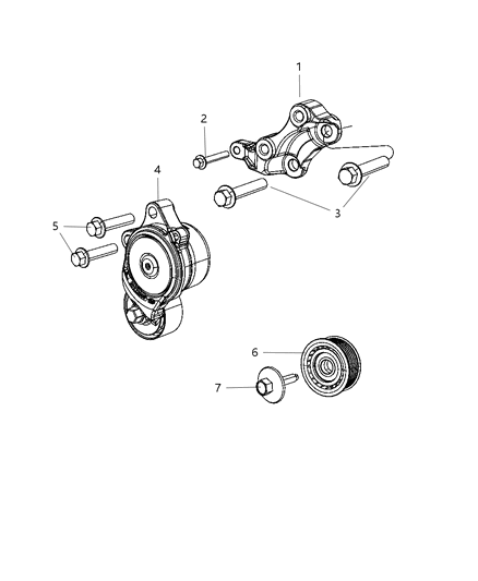 2010 Dodge Ram 3500 Bracket Tensioner Support Diagram for 68148387AA