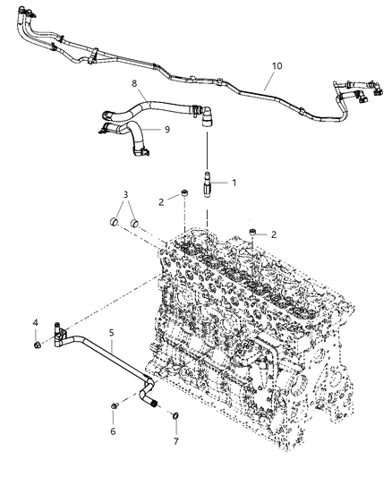 1986 Jeep Cherokee Tube & Hose Supply & Return Urea Coolant Diagram for 55057193AC